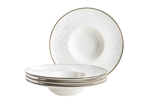 Riviera Gourmetteller blaue Punkte | 4-tlg. | Weiß / Blau | Porzellan