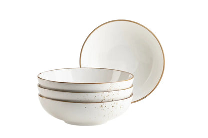 Riviera Bowl Set | 4-piece | White / Brown | Porcelain