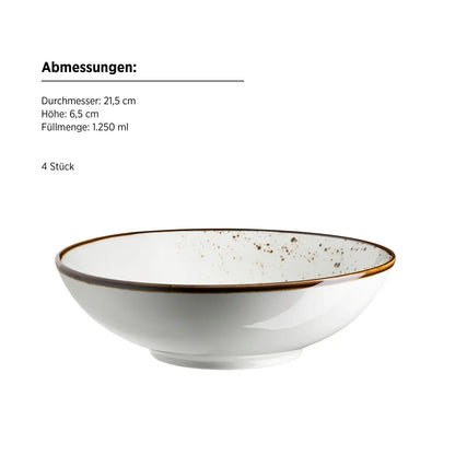 Riviera Bowl Set | 4-piece | White / Brown | Porcelain