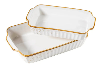 Riviera Auflaufform | 2-tlg. | Weiss / Braun | Porzellan