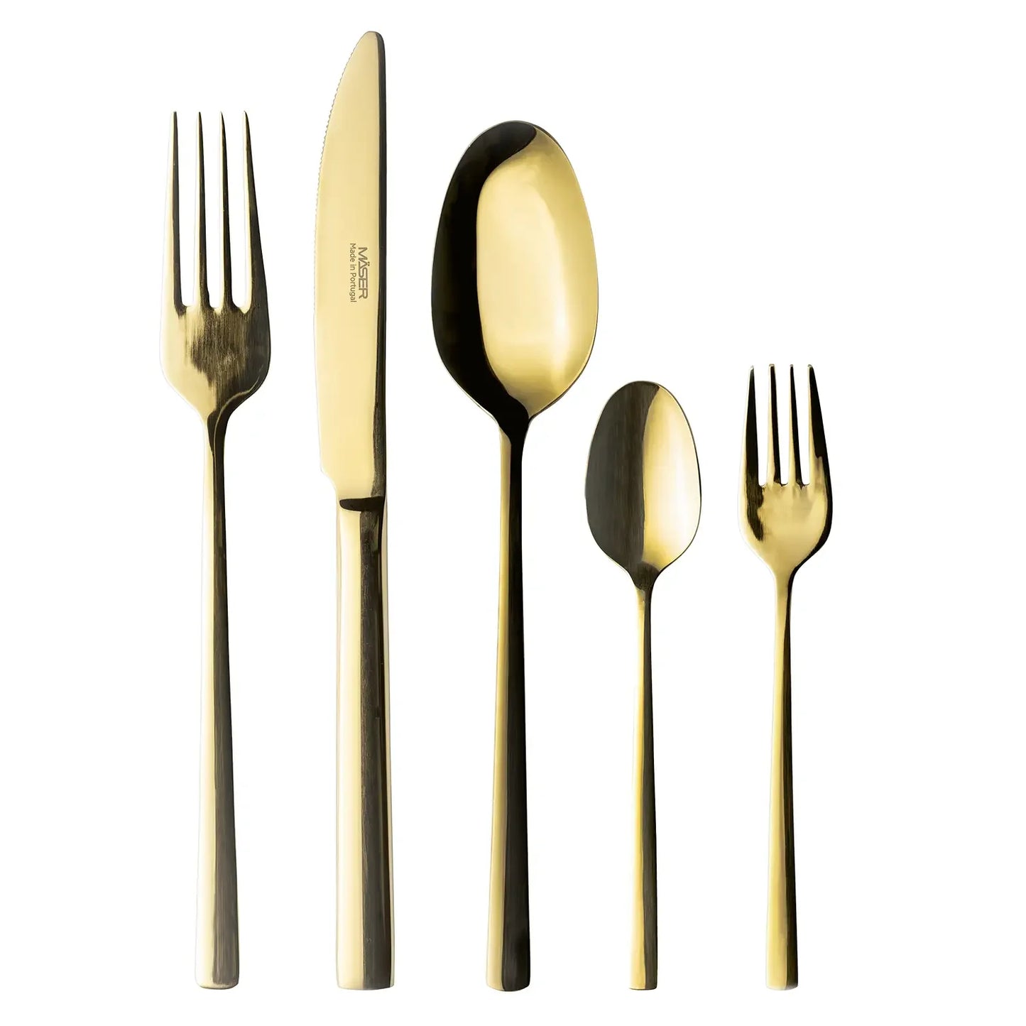 Aurelia Cutlery Set, Shiny white gold 18/10 | 30-piece | White Gold | 18/10 Stainless Steel | Made in Portugal