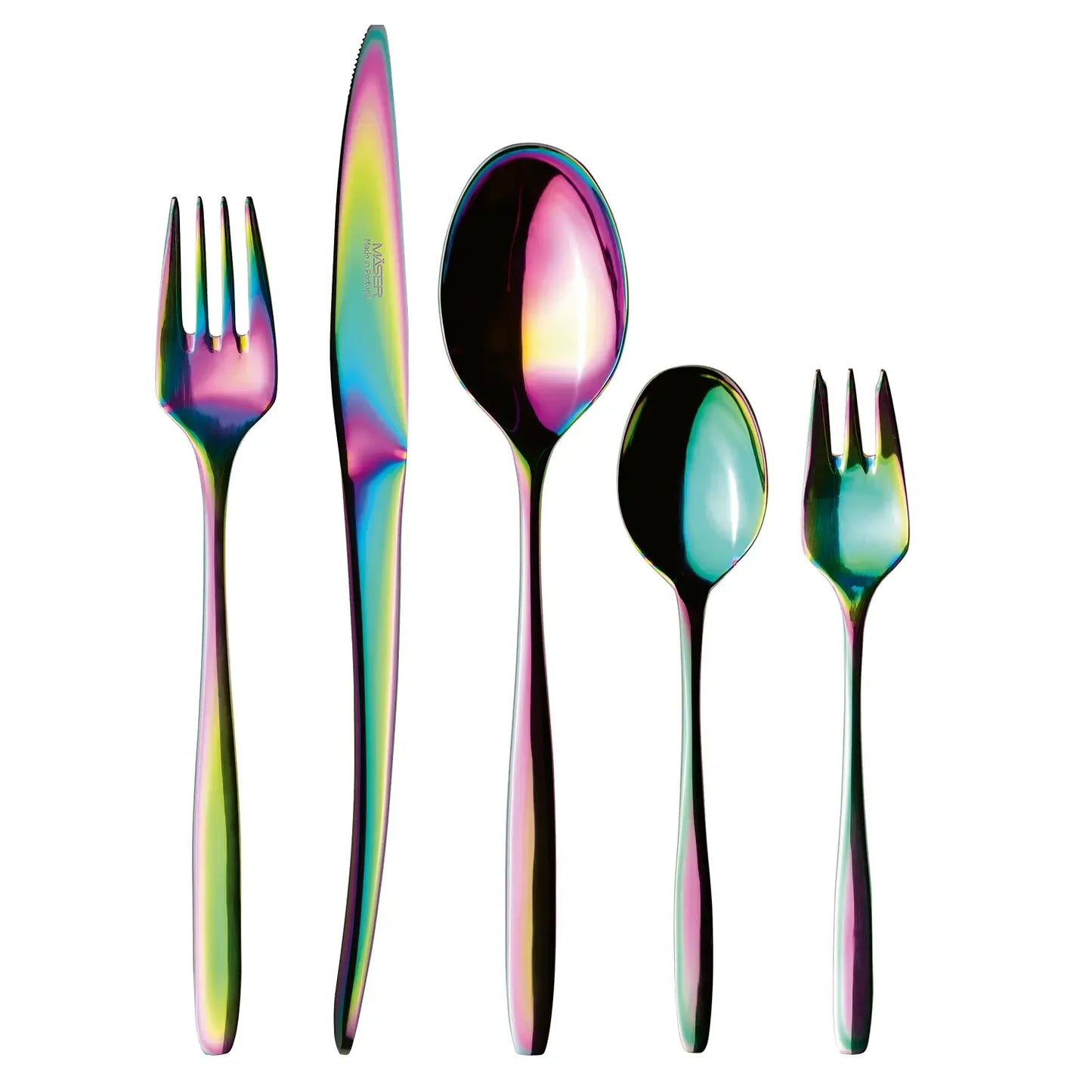 Obsidian Cutlery Set, Rainbow Colors 18/10 | 30-piece | Multi-colored | 18/10 Stainless Steel | Made in Portugal