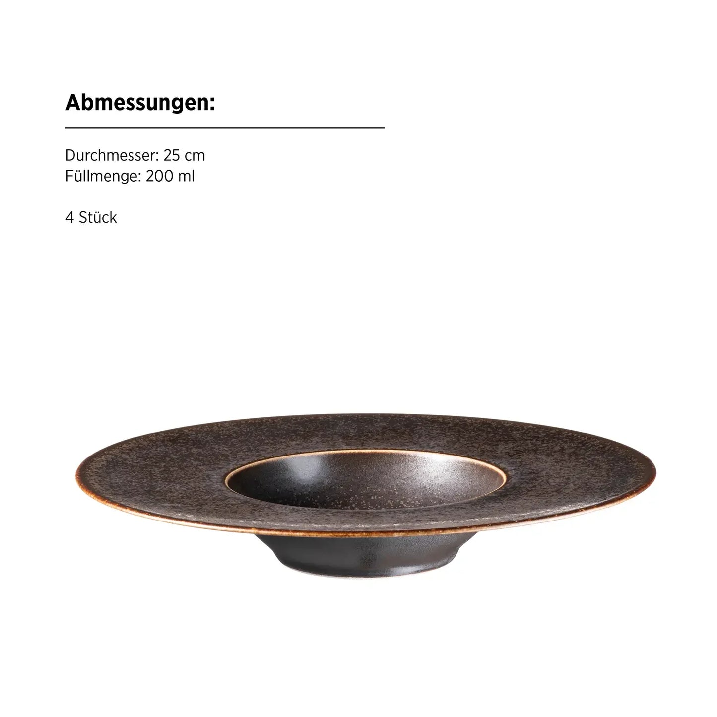 Assiettes plates Forte Gourmet | Lot de 4 | Noir | Porcelaine | Fabriqué au Portugal
