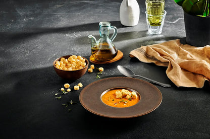 Assiettes plates Forte Gourmet | Lot de 4 | Noir | Porcelaine | Fabriqué au Portugal