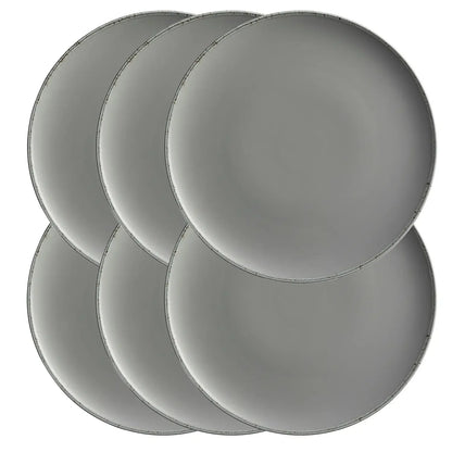 Assiette plate Bianco | 6 pièces | Gris | Porcelaine | Fabriqué au Portugal