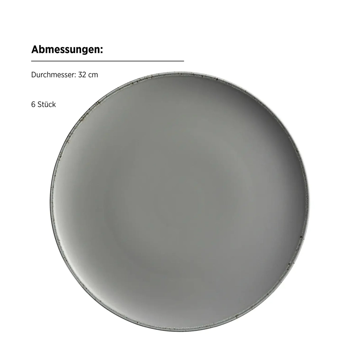 Assiette plate Bianco | 6 pièces | Gris | Porcelaine | Fabriqué au Portugal