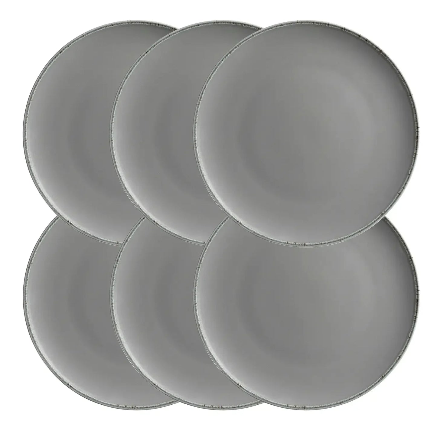 Assiette plate Bianco | 6 pièces | Gris | Porcelaine | Fabriqué au Portugal
