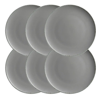 Assiette plate Bianco | 6 pièces | Gris | Porcelaine | Fabriqué au Portugal