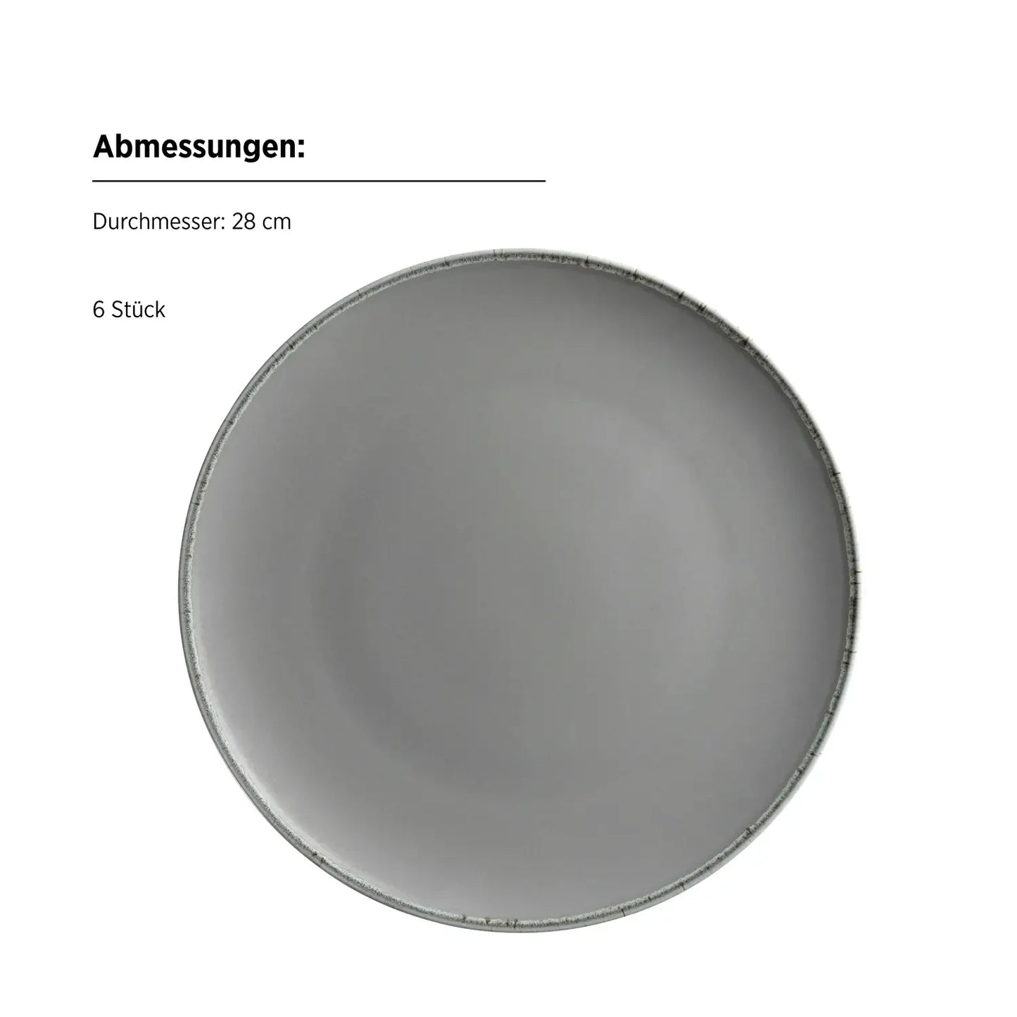 Assiette plate Bianco | 6 pièces | Gris | Porcelaine | Fabriqué au Portugal