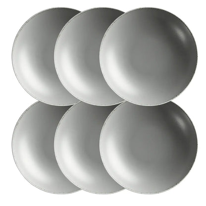 Bianco Deep Plate | Set of 6 | Grey | Porcelain | Made in Portugal
