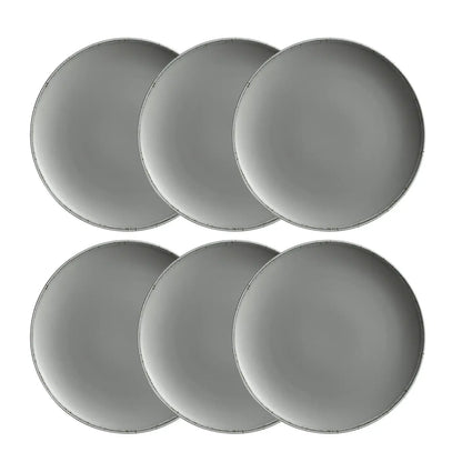 Assiettes à dessert Bianco | lot de 6 | Gris | Porcelaine | Fabriqué au Portugal