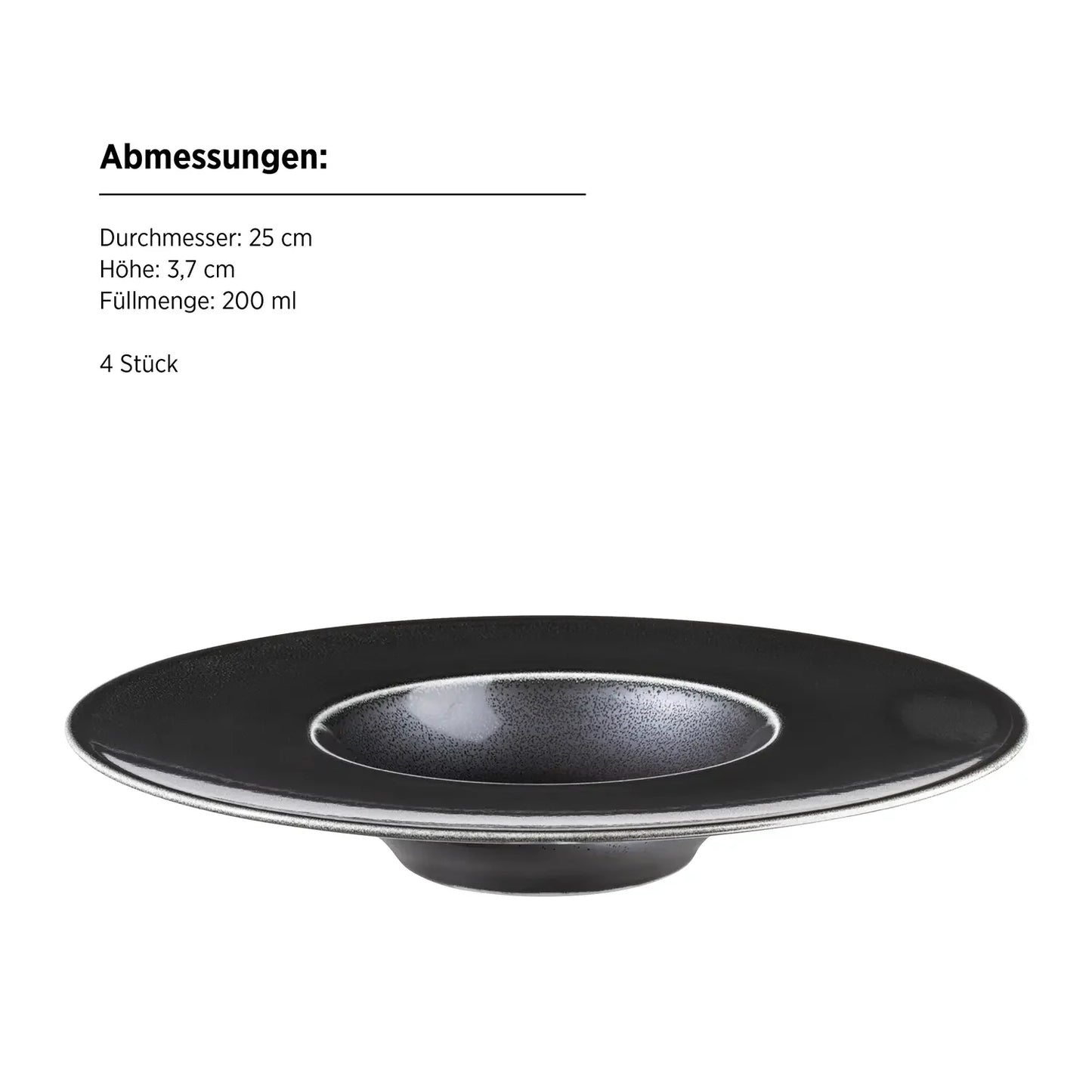 Noir Gourmetteller | 4-tlg. | Schwarz | Porzellan | Made in Portugal