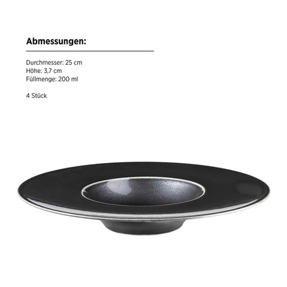 Noir Gourmetteller | 4-tlg. | Schwarz | Porzellan | Made in Portugal
