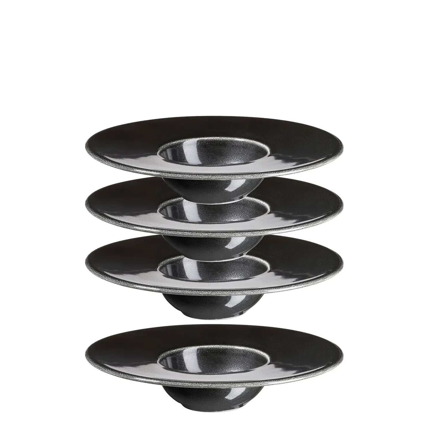 Assiettes gourmets Noir | 4 pièces | Noir | Porcelaine | Fabriqué au Portugal