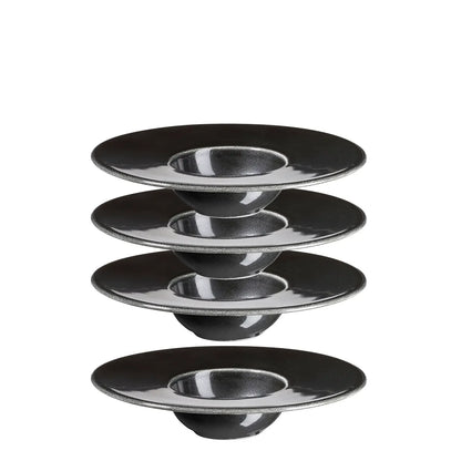 Assiettes gourmets Noir | 4 pièces | Noir | Porcelaine | Fabriqué au Portugal