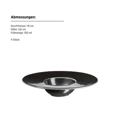 Assiettes gourmets Noir | 4 pièces | Noir | Porcelaine | Fabriqué au Portugal