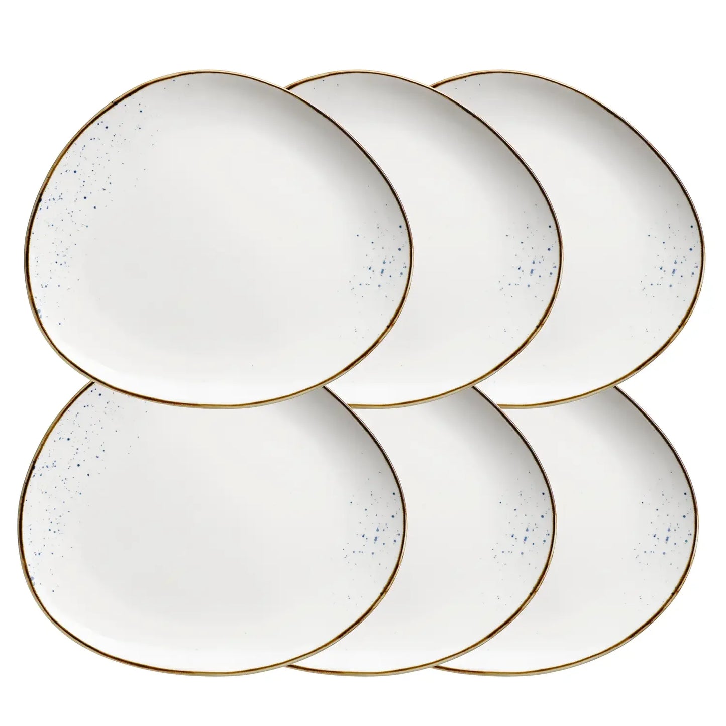 Riviera Oval Plates | 6-Piece Set | White / Brown | Porcelain