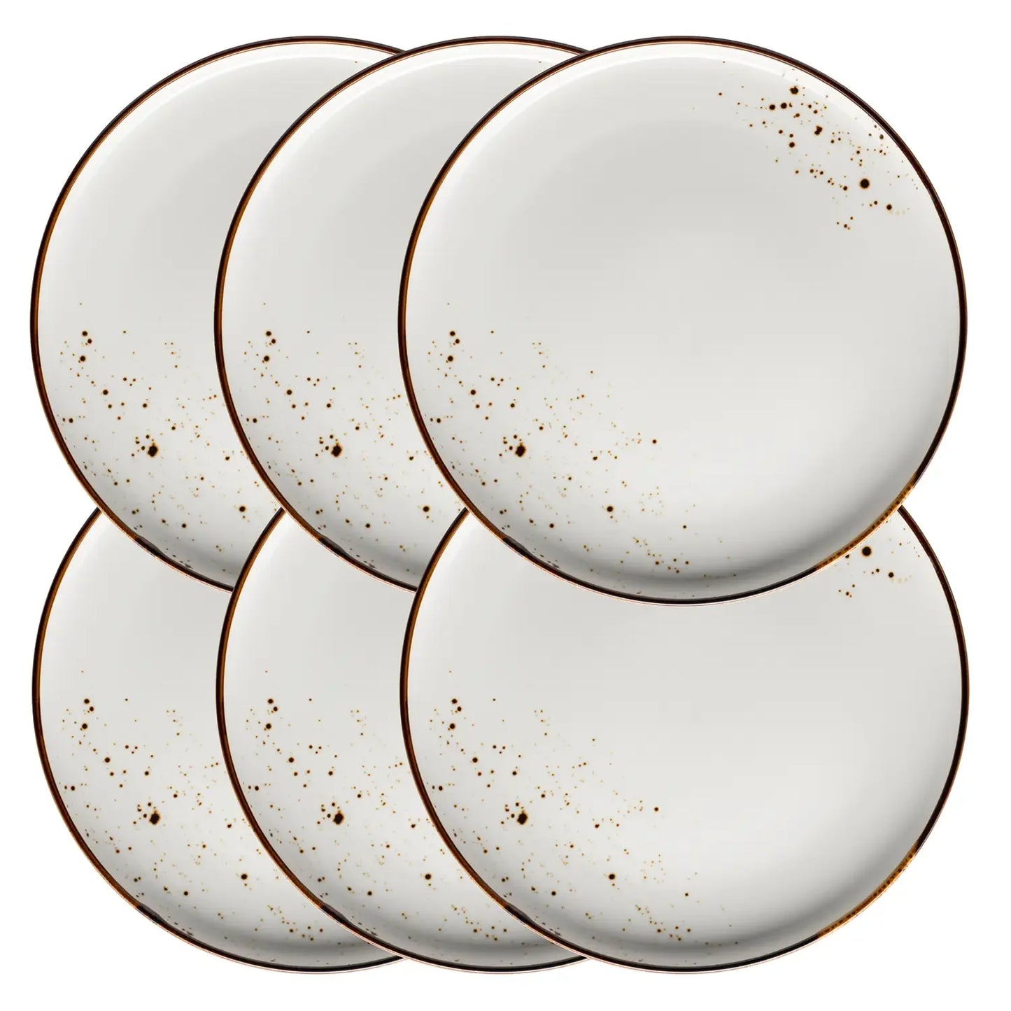 Assiette plate Riviera | 6 pièces | Blanc / Marron | Porcelaine