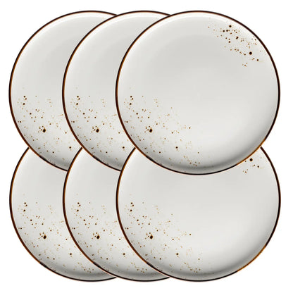 Assiette plate Riviera | 6 pièces | Blanc / Marron | Porcelaine