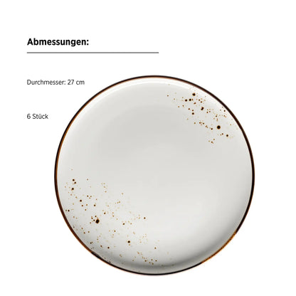 Assiette plate Riviera | 6 pièces | Blanc / Marron | Porcelaine