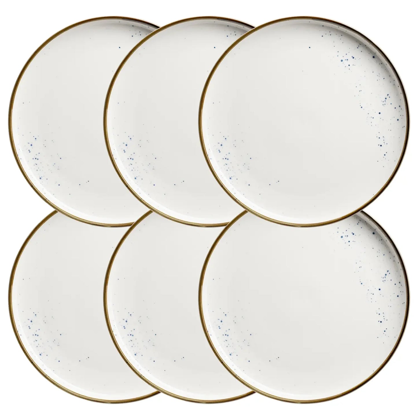 Riviera Flat Plate | 6-Piece | White / Brown | Porcelain