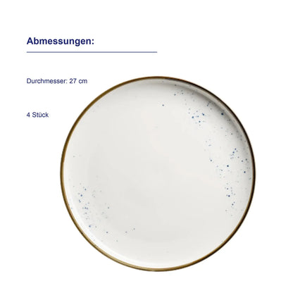 Riviera Flat Plate | 6-Piece | White / Brown | Porcelain