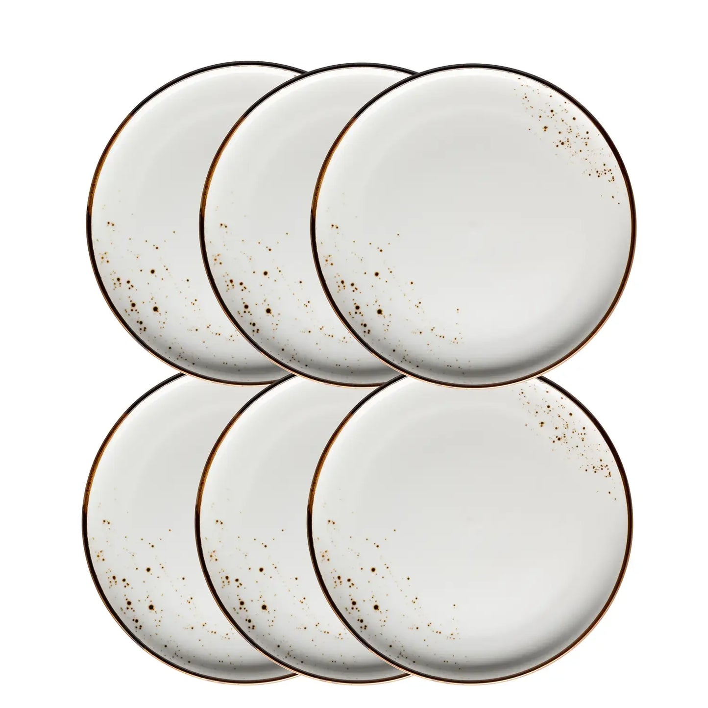 Riviera Dessertteller | 6-tlg. | Weiss / Braun | Porzellan
