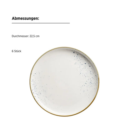 Riviera Dessertteller blaue Punkte | 6-tlg. | Weiß / Blau | Porzellan