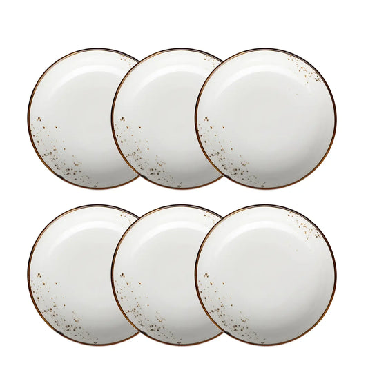 Riviera Teller tief | 6-tlg. | Weiss / Braun | Porzellan