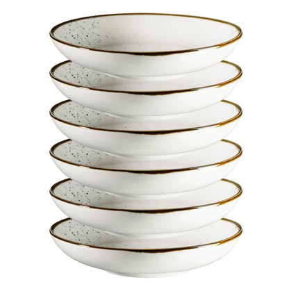 Assiette creuse Riviera | 6 pièces | Blanc / Marron | Porcelaine
