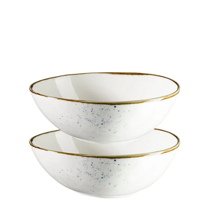 Riviera Oval Bowl | 2-piece | White / Brown | Porcelain