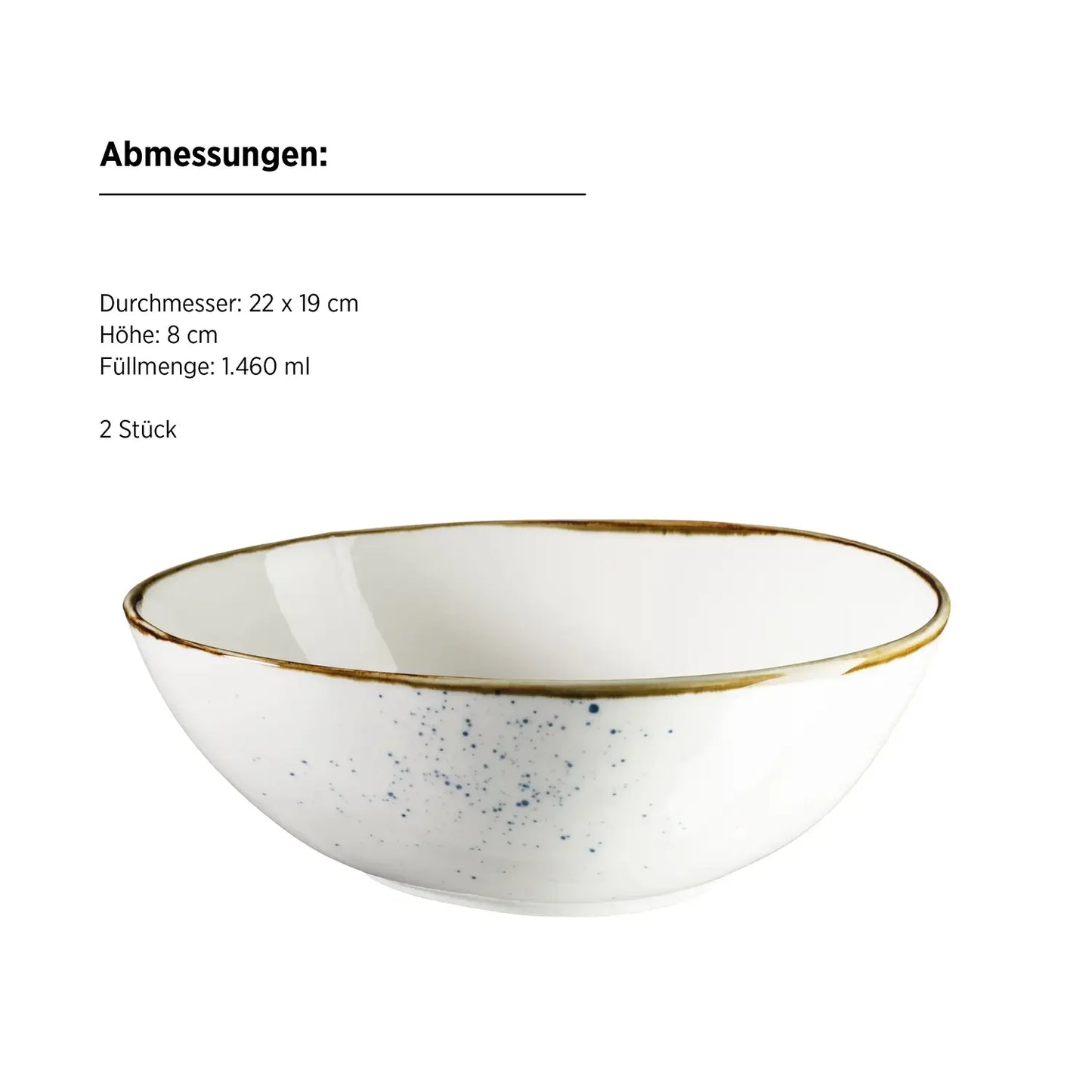 Riviera Oval Bowl | 2-piece | White / Brown | Porcelain