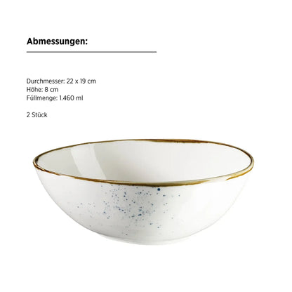 Riviera Oval Bowl | 2-piece | White / Brown | Porcelain