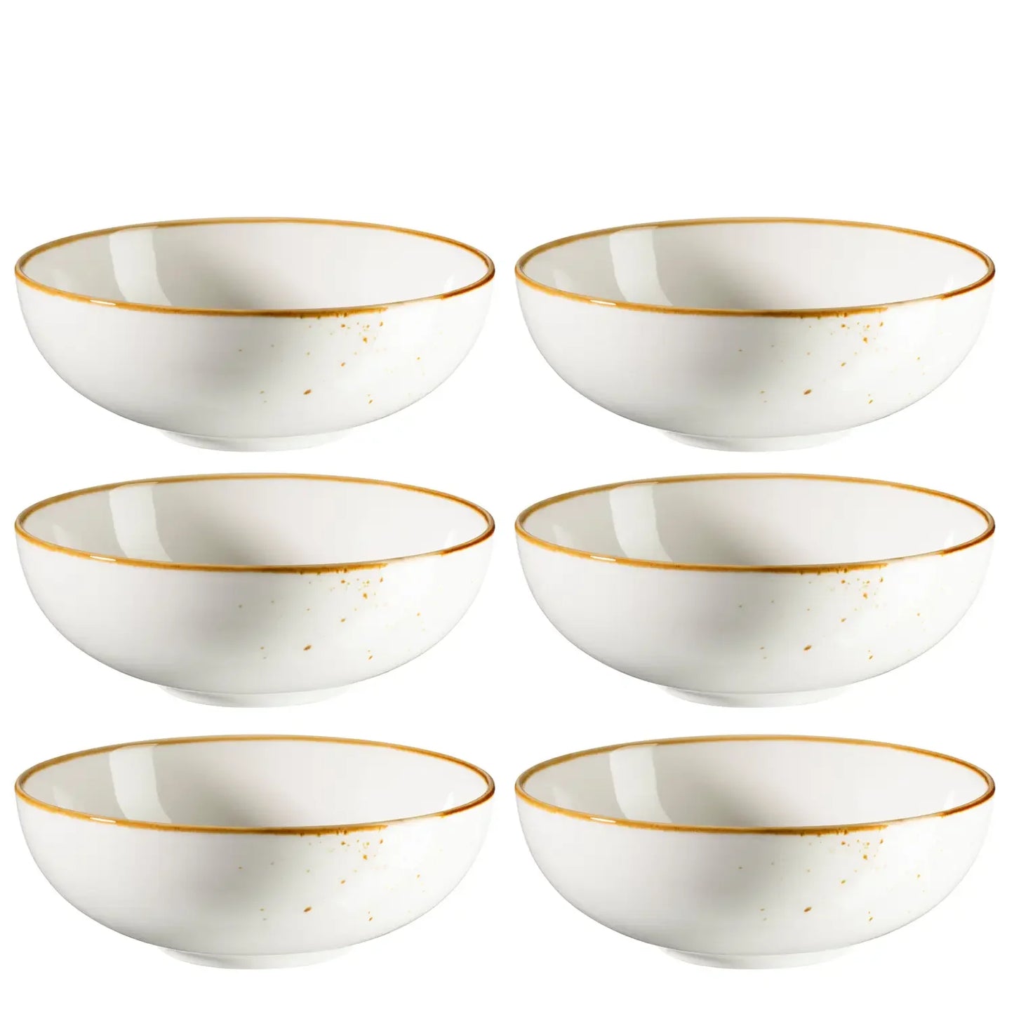 Bol Riviera | 6 pièces | Blanc / Marron | Porcelaine