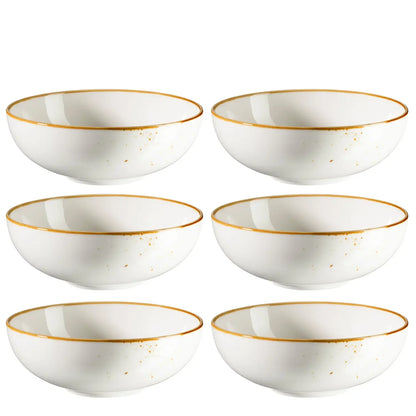 Bol Riviera | 6 pièces | Blanc / Marron | Porcelaine