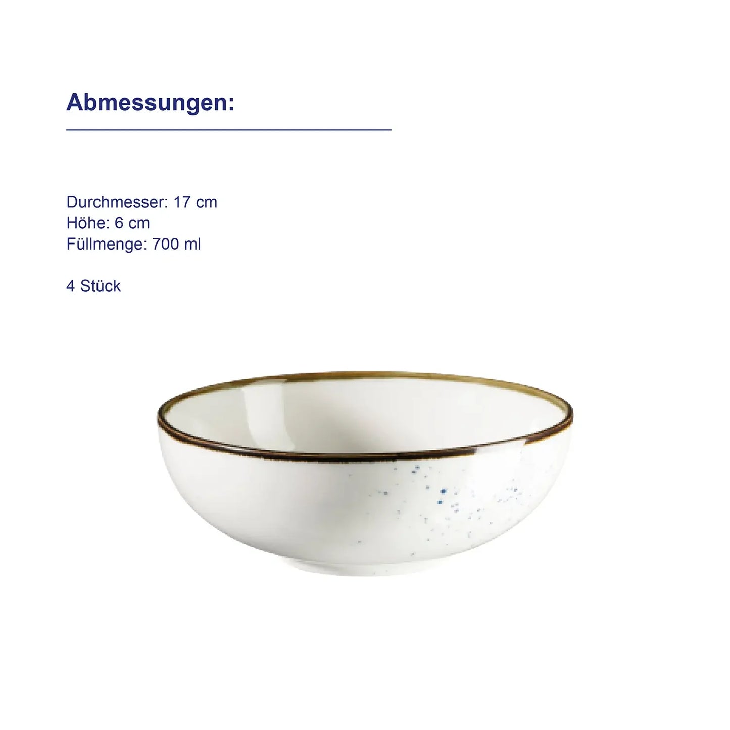Bol Riviera à pois bleus | 6 pièces | Blanc / Bleu | Porcelaine