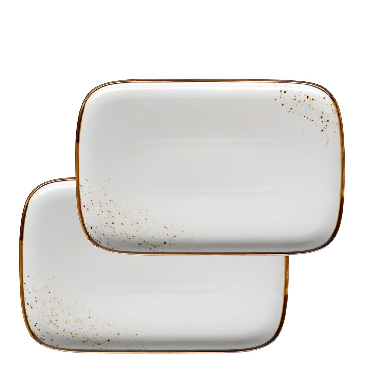 Plat Riviera 30 x | 2 pièces | Blanc / Marron | Porcelaine