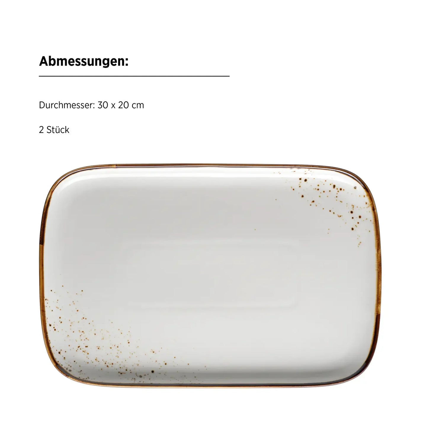 Plat Riviera 30 x | 2 pièces | Blanc / Marron | Porcelaine