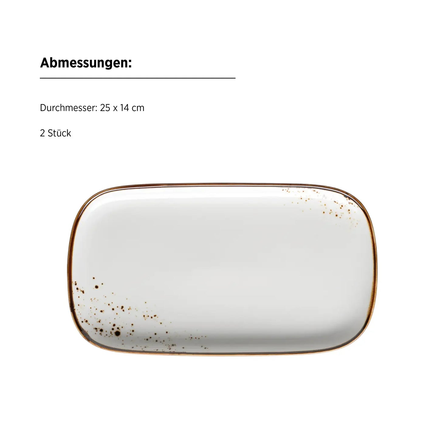 Assiette Riviera 25 x | 2 pcs | Blanc / Marron | Porcelaine