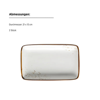Assiette Riviera 21 x | 2 pièces | Blanc / Marron | Porcelaine