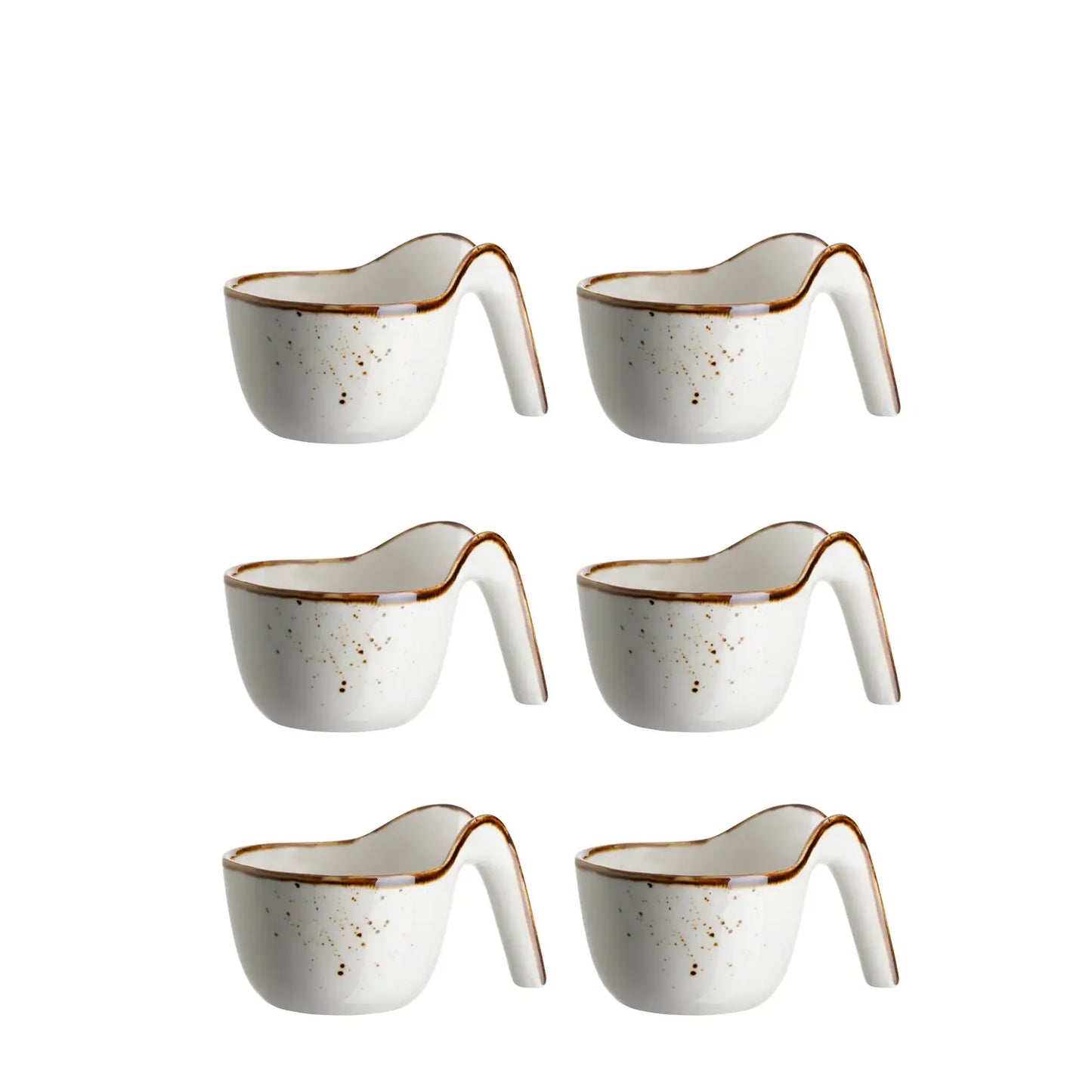 Cuillères Riviera Gourmet | 6 pièces | Blanc / Marron | Porcelaine