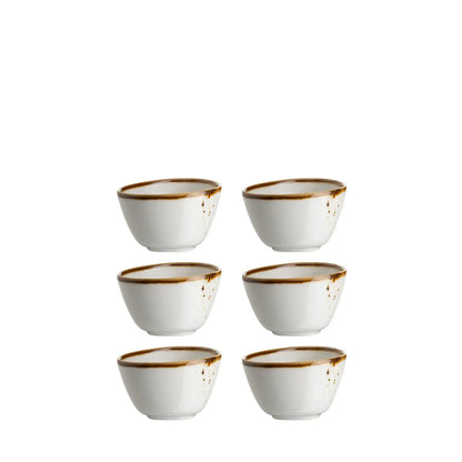 Bol à dips Riviera ovale points bleus | 6 pièces | Blanc / Bleu | Porcelaine