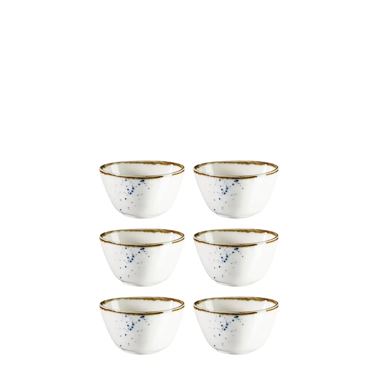 Coupelle Riviera ovale à pois bleus | 6 pièces | Blanc / Bleu | Porcelaine