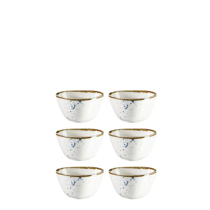 Coupelle Riviera ovale à pois bleus | 6 pièces | Blanc / Bleu | Porcelaine