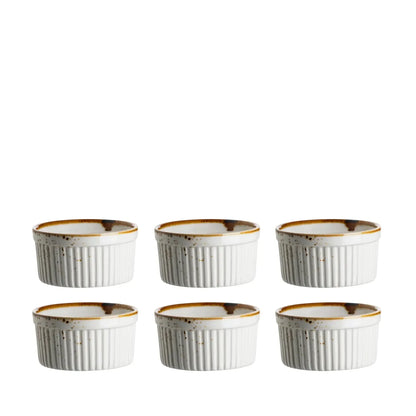 Riviera Ramequin | Lot de 6 | Blanc / Marron | Porcelaine