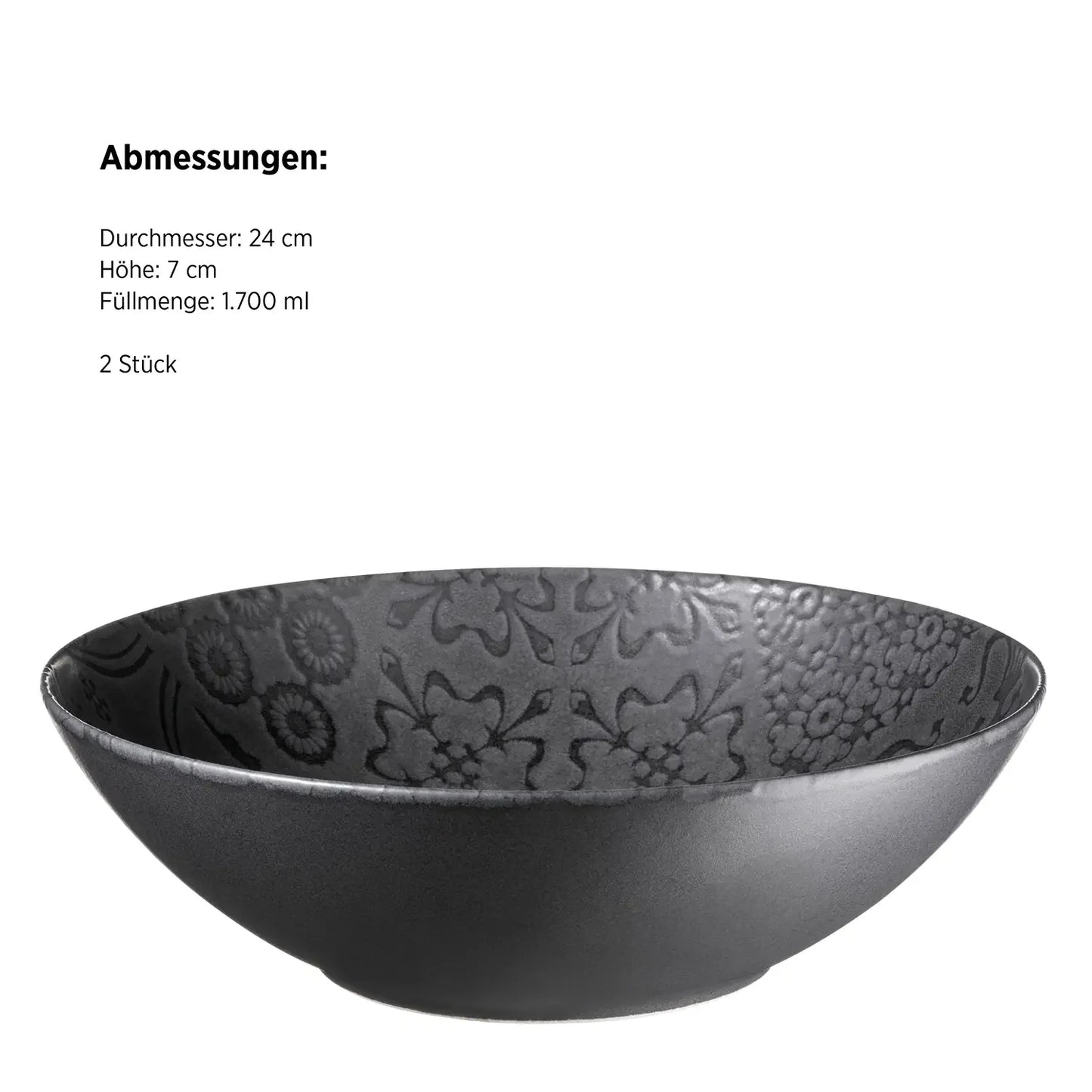 Azulejo Noir Bowl. | 2-piece set | Black | Stoneware | Made in Portugal