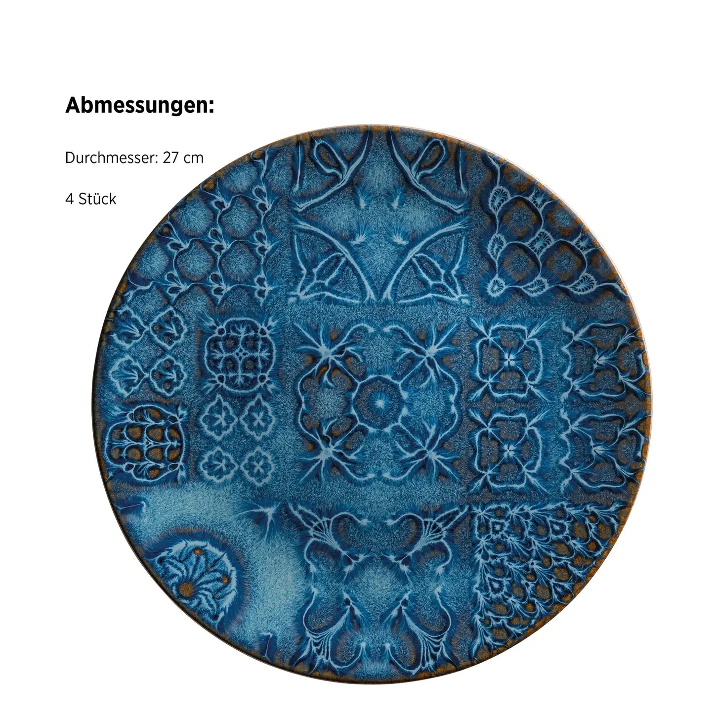 Azulejo Blu Teller flach | 4-tlg. | Blau | Steinzeug | Made in Portugal