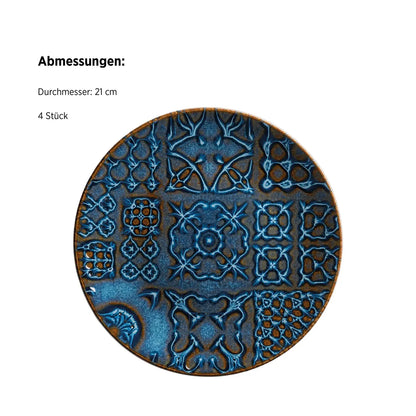 Azulejo Blu Dessertteller. | 4-tlg. | Blau | Steinzeug | Made in Portugal