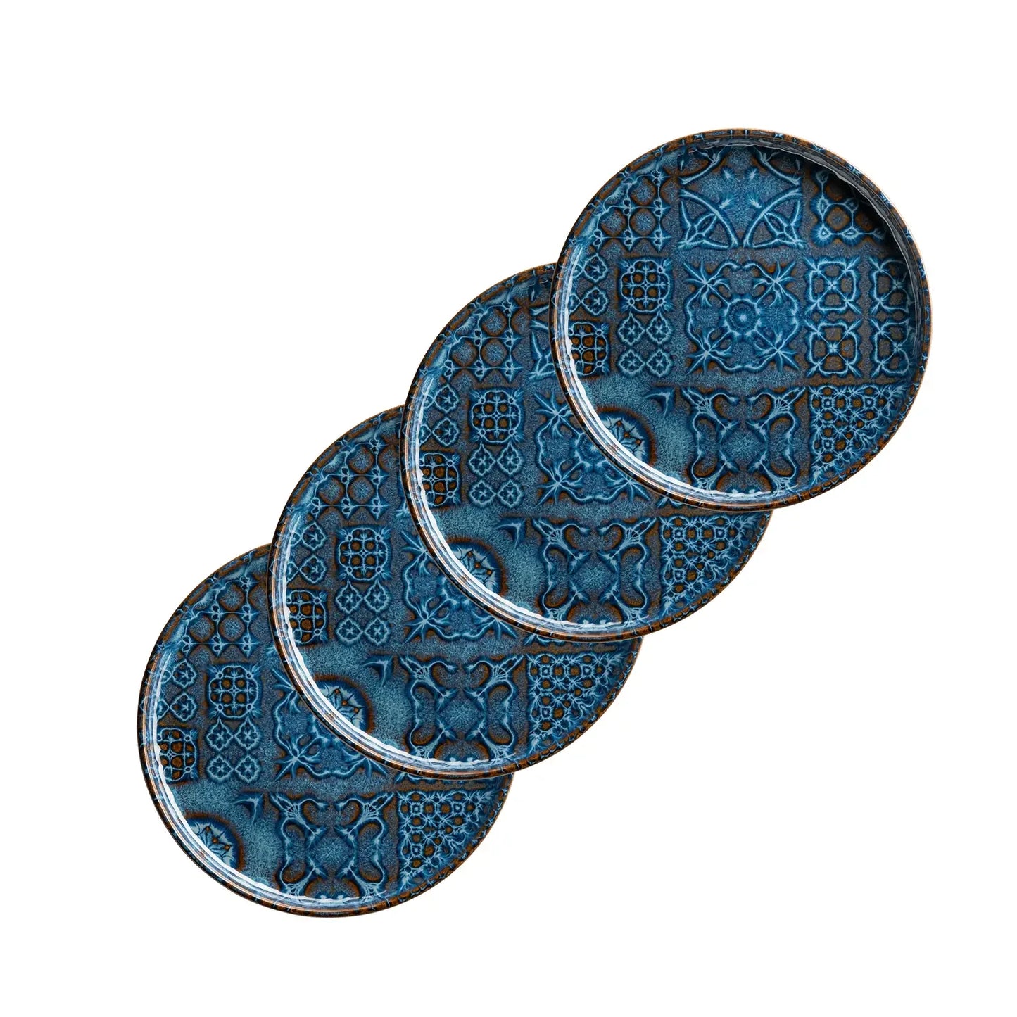 Assiette à dessert Azulejo Blu UNO. | 4 pièces | Bleu | Grès | Fabriqué au Portugal