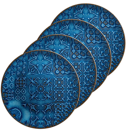 Azulejo Blu Assiette de présentation | 4 p. | Bleu | Grès | Fabriqué au Portugal
